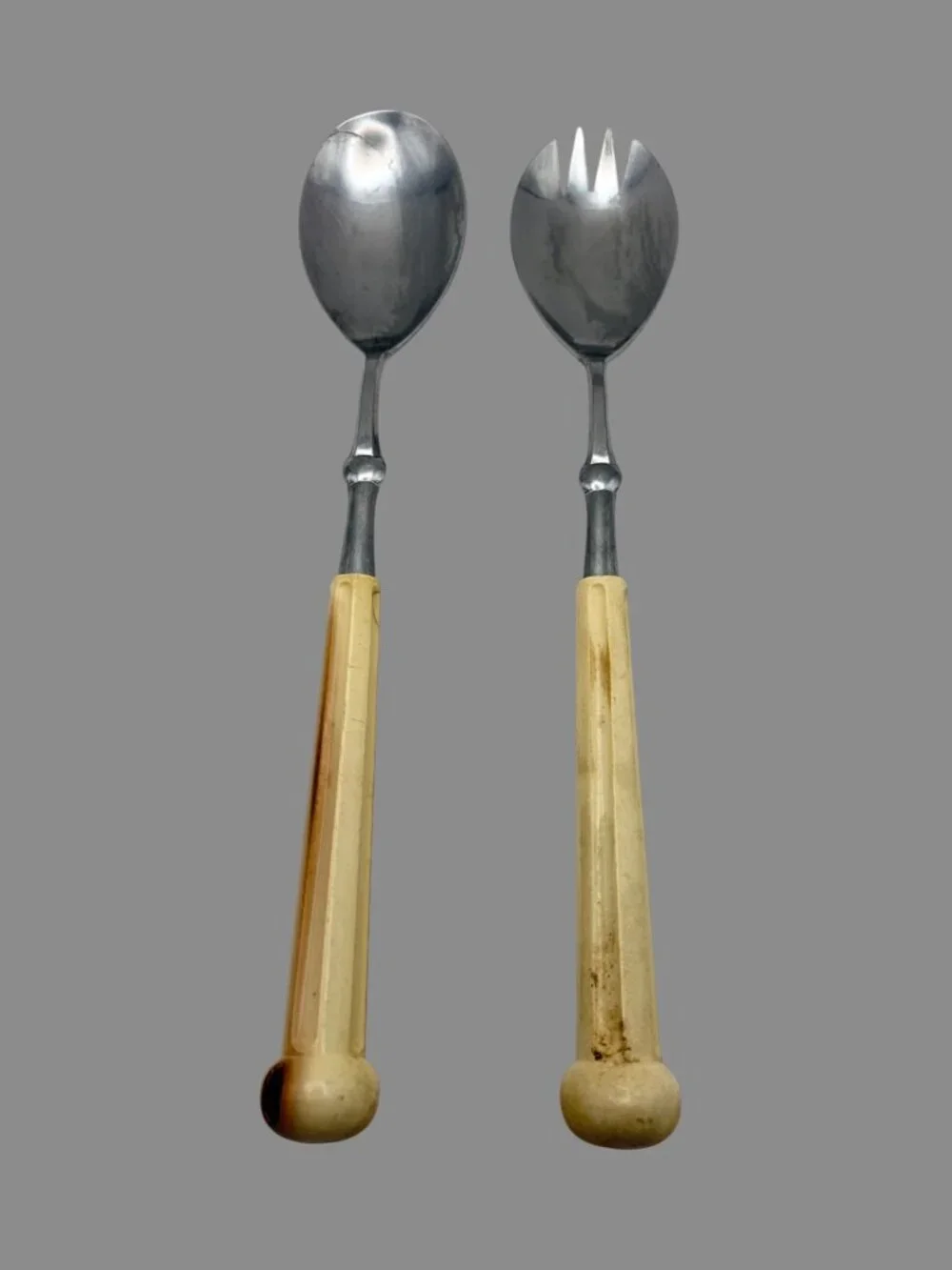 Vintage Oxford Hall 1973 Stainless Japan Salad Serving Spoon Fork Set 12